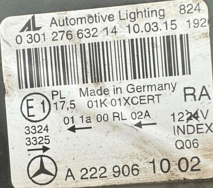 Mercedes S Class W222 13-17 Driver Xenon Headlight  A2229061002 (damaged)