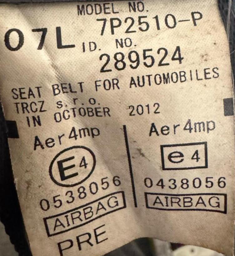 Toyota Avensis 2009-2015 Passenger Front Seat Belt 7P2510-P